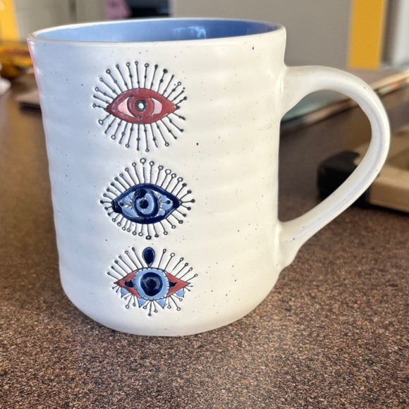 Bohemian Traders Other - Bohemian Traders Mug with Eye Design - Cream, Blue, and Red